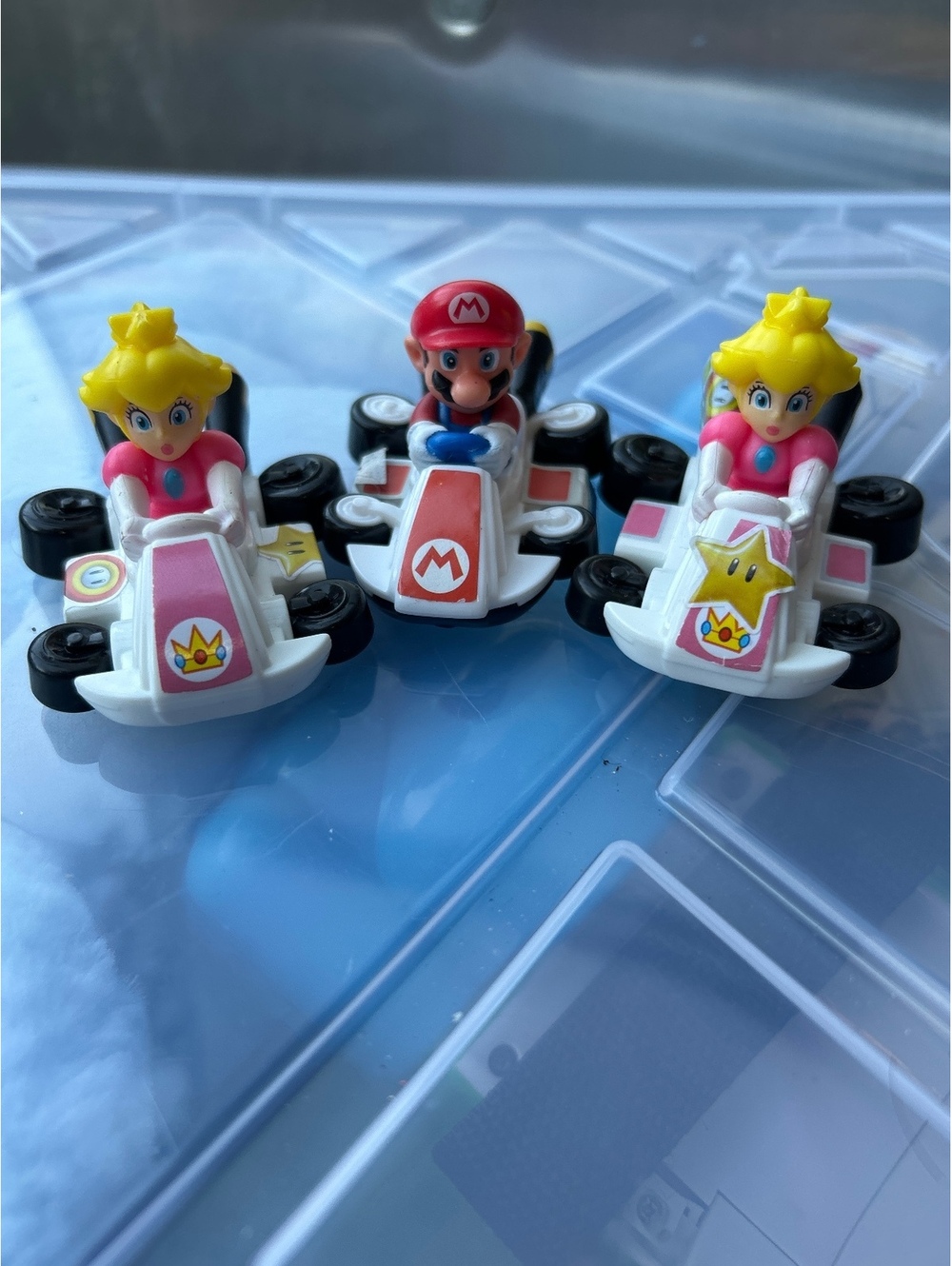Mario Kart Miniature Figures Set - Mario and Princess Peach with Karts